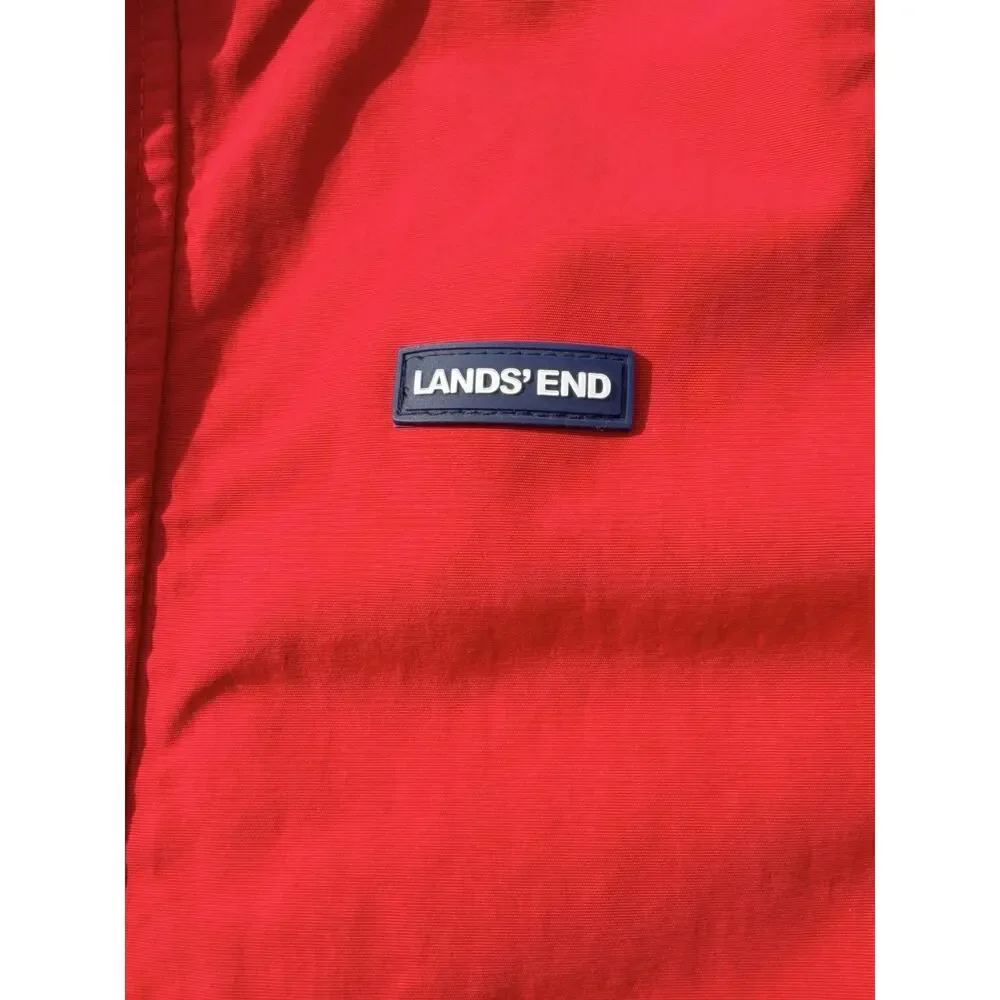 Lands' End Squall Jacket Youth Medium 10-12 Red Grow-A-Longs Hooded Ski‎ Winter